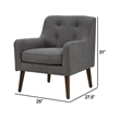 Kina 28 Inch Accent Chair- Gray Fabric- Button Tufted- Angled Wood Legs