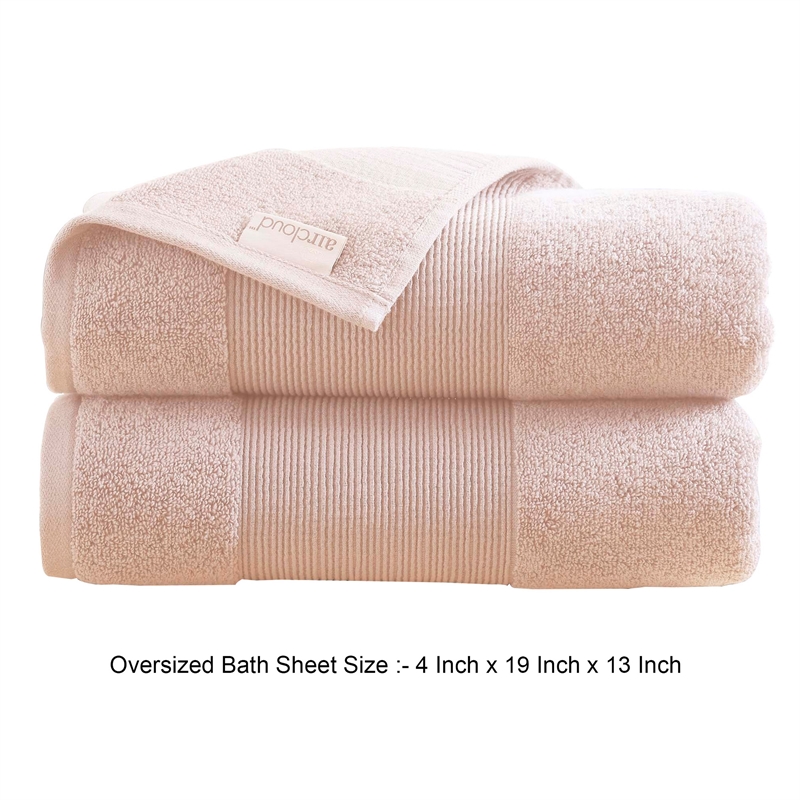 Lyra 2 Piece Ultra Soft Towel Set- Cotton Absorbent Texture- Blush Pink