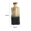 Kaya 9 Inch Classic Accent Metal Vase- Square Body- Narrow Top- Gold- Black