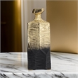 Kaya 9 Inch Classic Accent Metal Vase- Square Body- Narrow Top- Gold- Black