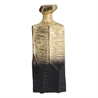 Kaya 9 Inch Classic Accent Metal Vase- Square Body- Narrow Top- Gold- Black
