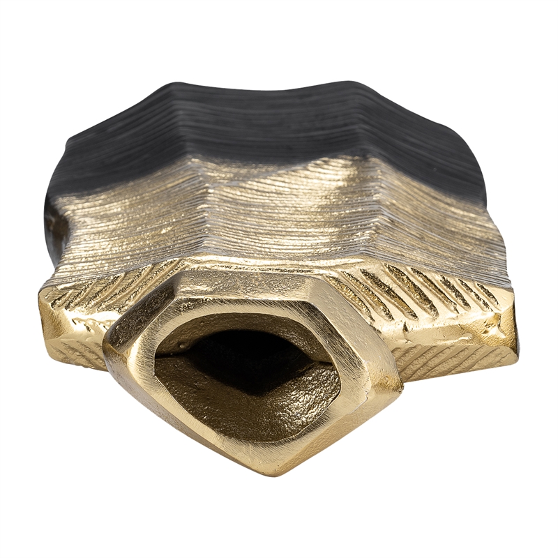 Kaya 16 Inch Classic Accent Metal Vase- Square Body- Narrow Top- Gold Black