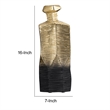 Kaya 16 Inch Classic Accent Metal Vase- Square Body- Narrow Top- Gold Black
