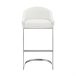 Lina 24 Inch Counter Stool Chair- Metal Cantilever Base- White Faux Leather