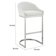 Lina 24 Inch Counter Stool Chair- Metal Cantilever Base- White Faux Leather