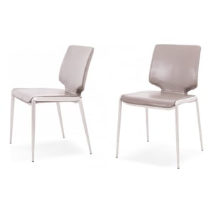 Cid Fiji 18 Inch Stackable Dining Chair- Set of 2- Light Gray Vegan Leather