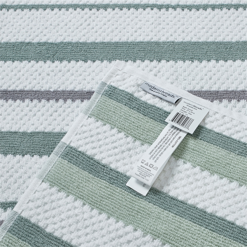 Nyx 6pc Soft Cotton Towel Set- Striped- White- Light Gray By The Urban Port