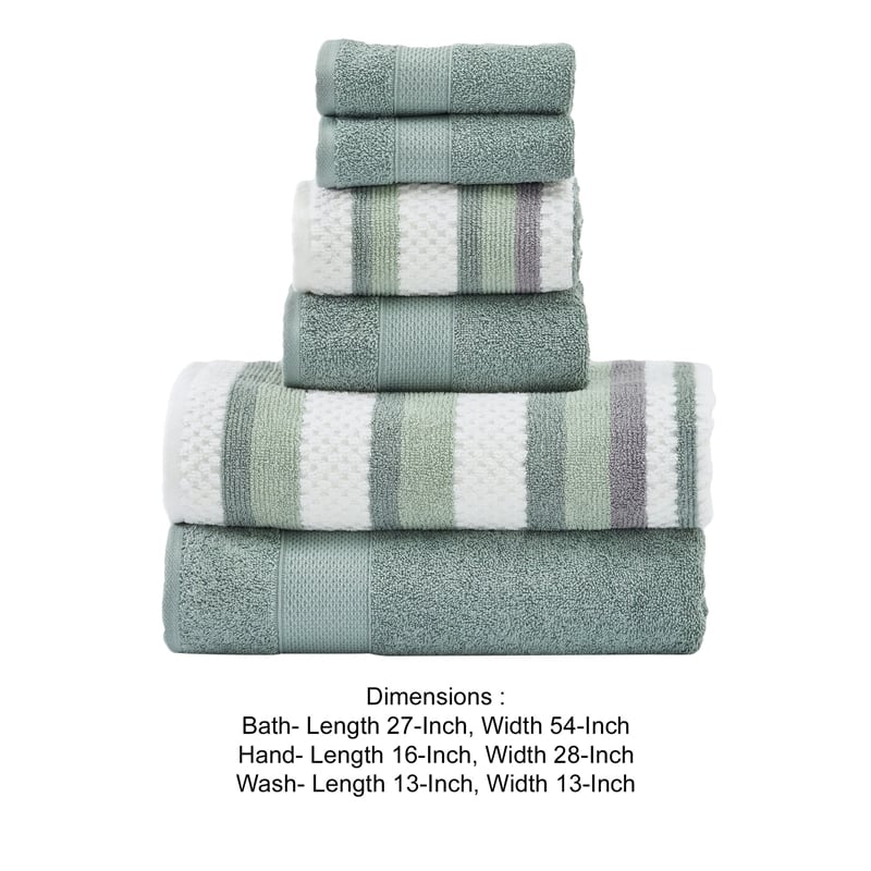 Nyx 6pc Soft Cotton Towel Set- Striped- White- Light Gray By The Urban Port
