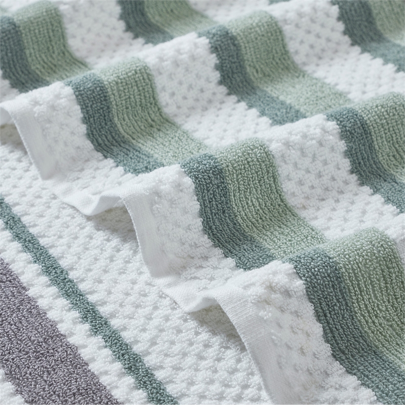 Nyx 6pc Soft Cotton Towel Set- Striped- White- Light Gray By The Urban Port