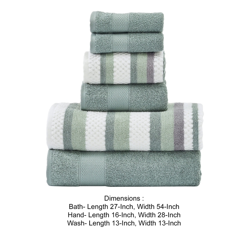 Nyx 6pc Soft Cotton Towel Set- Striped- White- Light Gray By The Urban Port