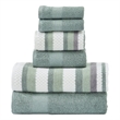 Nyx 6pc Soft Cotton Towel Set- Striped- White- Light Gray By The Urban Port