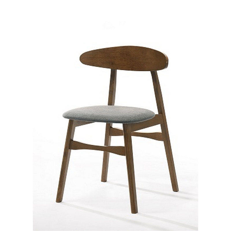 Cid Cas 20 Inch Dining Chair- Set of 2- Curved Oval Backrest- Walnut Wood