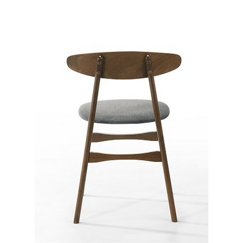 Cid Cas 20 Inch Dining Chair- Set of 2- Curved Oval Backrest- Walnut Wood