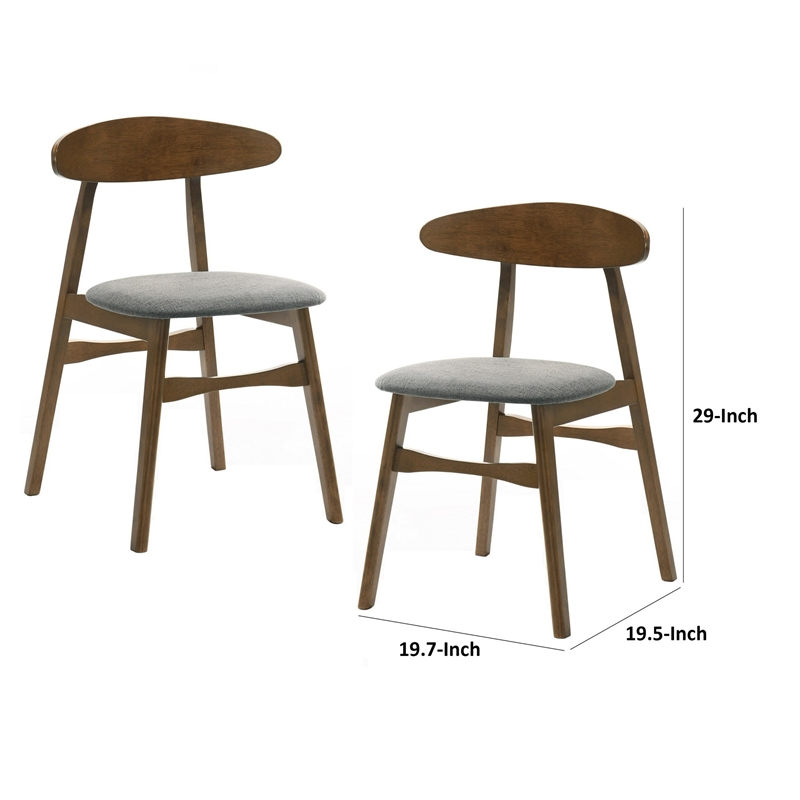 Cid Cas 20 Inch Dining Chair- Set of 2- Curved Oval Backrest- Walnut Wood