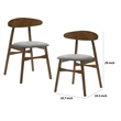 Cid Cas 20 Inch Dining Chair- Set of 2- Curved Oval Backrest- Walnut Wood