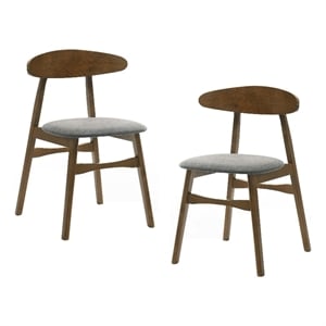 Cid Cas 20 Inch Dining Chair- Set of 2- Curved Oval Backrest- Walnut Wood