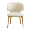 Cid 22 Inch Dining Chair- Curved Backrest- Vegan Faux Leather- Cream Fabric