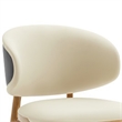 Cid 22 Inch Dining Chair- Curved Backrest- Vegan Faux Leather- Cream Fabric