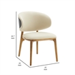 Cid 22 Inch Dining Chair- Curved Backrest- Vegan Faux Leather- Cream Fabric