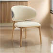 Cid 22 Inch Dining Chair- Curved Backrest- Vegan Faux Leather- Cream Fabric