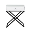 Zeno 27 Inch 1 Drawer Nightstand- Glass Top- Black Metal Cross Legs- White