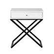 Zeno 27 Inch 1 Drawer Nightstand- Glass Top- Black Metal Cross Legs- White
