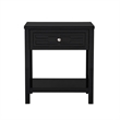 Fimo 27 Inch Nightstand with Drawer and Shelf- Glass Top- Modern Black Wood