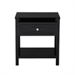 Fimo 27 Inch Nightstand with Drawer and Shelf- Glass Top- Modern Black Wood