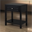 Fimo 27 Inch Nightstand with Drawer and Shelf- Glass Top- Modern Black Wood