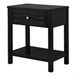 Fimo 27 Inch Nightstand with Drawer and Shelf- Glass Top- Modern Black Wood