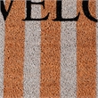 Oy 24 x 36 Coir Welcome Doormat- Hand Screen Print- Brown and Ivory Stripes