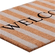 Oy 24 x 36 Coir Welcome Doormat- Hand Screen Print- Brown and Ivory Stripes