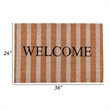 Oy 24 x 36 Coir Welcome Doormat- Hand Screen Print- Brown and Ivory Stripes