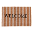 Oy 24 x 36 Coir Welcome Doormat- Hand Screen Print- Brown and Ivory Stripes