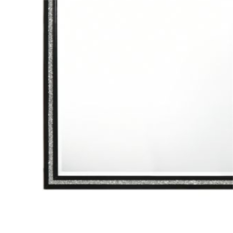 46 Inch Solid Wood Mirror- Shimmering Silver Accent- Landscape- Black