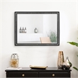46 Inch Solid Wood Mirror- Shimmering Silver Accent- Landscape- Black