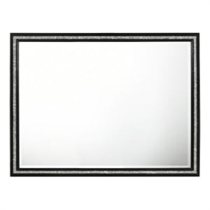 46 Inch Solid Wood Mirror- Shimmering Silver Accent- Landscape- Black