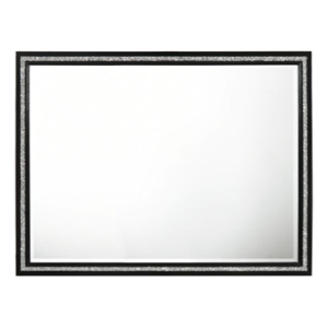 46 Inch Solid Wood Mirror- Shimmering Silver Accent- Landscape- Black