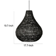 Boney 18 Inch Pendant Light- Woven Rope- Rounded Shape- Iron- Black
