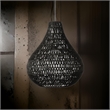 Boney 18 Inch Pendant Light- Woven Rope- Rounded Shape- Iron- Black