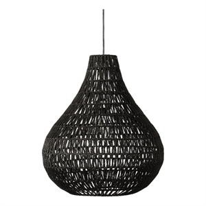 Boney 18 Inch Pendant Light- Woven Rope- Rounded Shape- Iron- Black