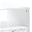 Tyra 22 Inch Wood End Table with Open Space- Wave Pattern- White- Gold