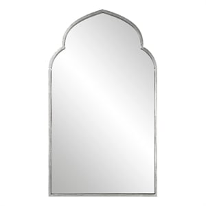 38 Inch Wood Wall Mirror- Moroccan Style- Antique Silver