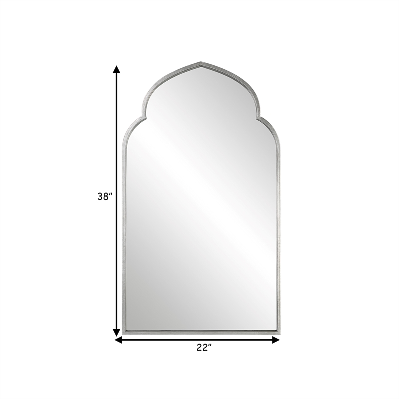 38 Inch Wood Wall Mirror- Moroccan Style- Antique Silver