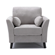Otto 37 Inch Armchair- Pocket Coil Springs- 2 Throw Pillows- Gray Linen Fabric