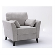Otto 37 Inch Armchair- Pocket Coil Springs- 2 Throw Pillows- Gray Linen Fabric