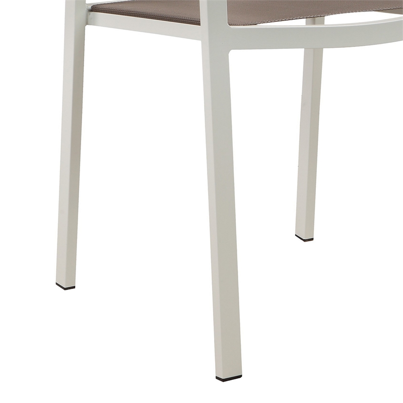 Fifi 21 Inch Set of 6 Dining Chairs- Aluminum Frame- Gray Textilene Fabric