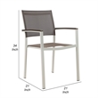 Fifi 21 Inch Set of 6 Dining Chairs- Aluminum Frame- Gray Textilene Fabric