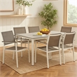 Fifi 21 Inch Set of 6 Dining Chairs- Aluminum Frame- Gray Textilene Fabric