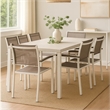 Fifi 21 Inch Set of 6 Dining Chairs- Aluminum Frame- Gray Textilene Fabric